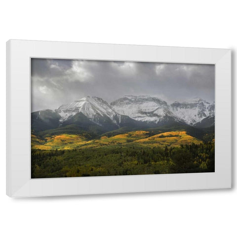 CO, Sneffels Range Morning clouds over mountains White Modern Wood Framed Art Print by Grall, Don