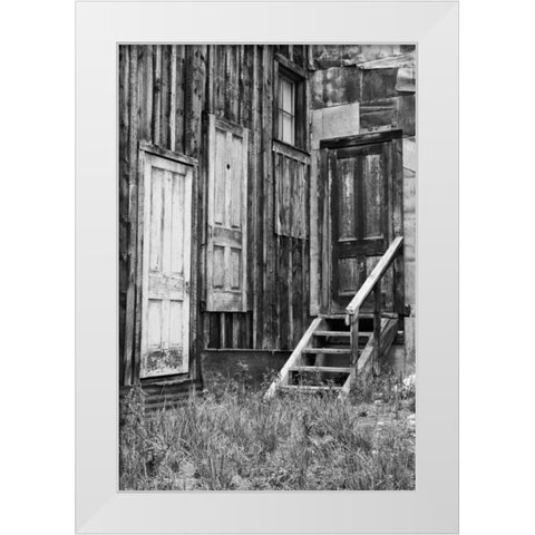 Colorado, St Elmo Weathered doors in building White Modern Wood Framed Art Print by Flaherty, Dennis