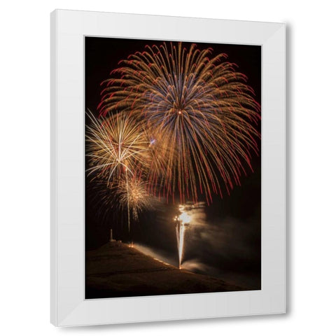USA, Colorado, Salida July 4th fireworks display White Modern Wood Framed Art Print by Grall, Don