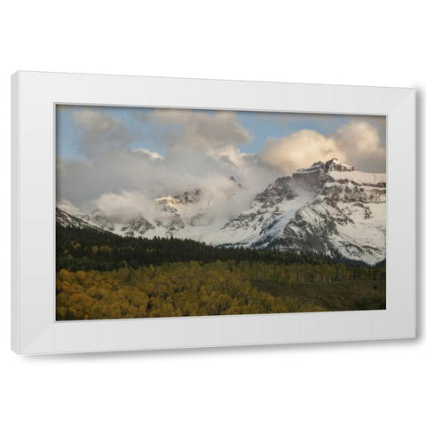 CO, Sneffels Range Cloud over mountain landscape White Modern Wood Framed Art Print by Grall, Don