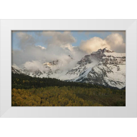 CO, Sneffels Range Cloud over mountain landscape White Modern Wood Framed Art Print by Grall, Don