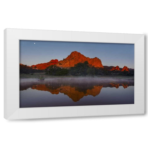 CO, Colorado Springs Cliff reflected in pond White Modern Wood Framed Art Print by Grall, Don