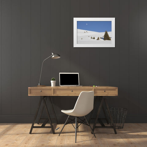Colorado Moon rise above the Continental Divide White Modern Wood Framed Art Print by Grall, Don