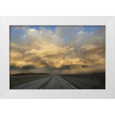CO, Storm clouds at sunrise above South Park White Modern Wood Framed Art Print by Grall, Don