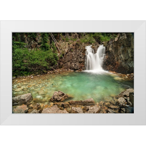 USA-Colorado-Gunnison National Forest Waterfall and pool on Crystal River White Modern Wood Framed Art Print by Jaynes Gallery