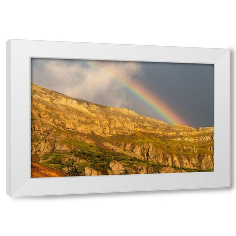 USA-Colorado Rainbow over mountain White Modern Wood Framed Art Print by Jaynes Gallery