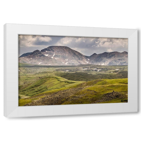 USA-Colorado-Weminuche Wilderness Mountain and valley landscape White Modern Wood Framed Art Print by Jaynes Gallery