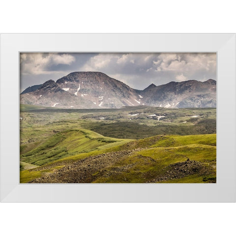 USA-Colorado-Weminuche Wilderness Mountain and valley landscape White Modern Wood Framed Art Print by Jaynes Gallery