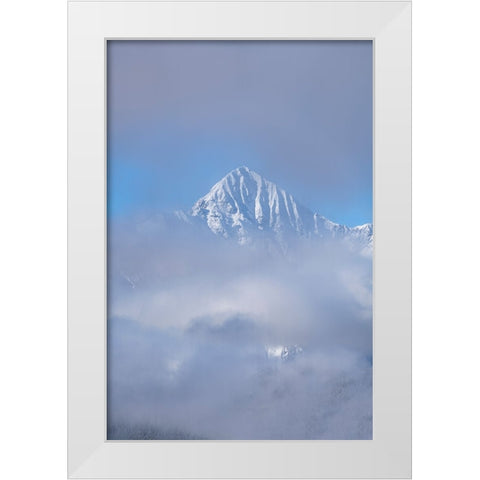 USA-Colorado-Uncompahgre National Forest Autumn sunrise on foggy Wilson Peak White Modern Wood Framed Art Print by Jaynes Gallery