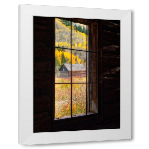 Colorado Looking out a window in the ghost town of Ashcroft in autumn near Aspen-Colorado White Modern Wood Framed Art Print by Eggers, Julie