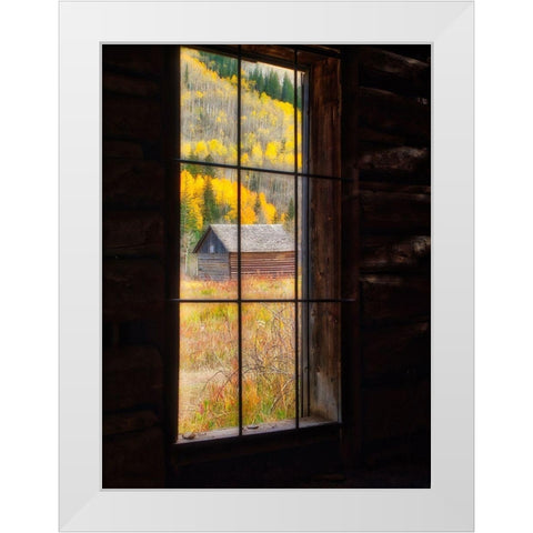 Colorado Looking out a window in the ghost town of Ashcroft in autumn near Aspen-Colorado White Modern Wood Framed Art Print by Eggers, Julie