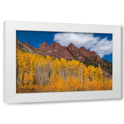 Maroon Bells-Snowmass Wilderness of Colorado-red rock cliffs White Modern Wood Framed Art Print by Ostrowitz, Mallorie