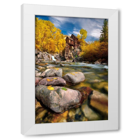 Fall at the Crystal Mill near Marble-Colorado in the Rocky Mountains White Modern Wood Framed Art Print by SMO