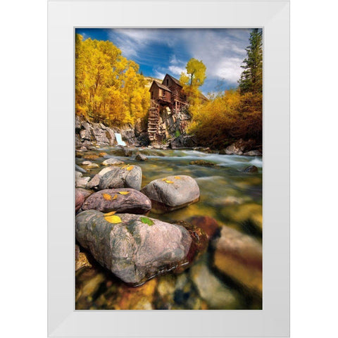 Fall at the Crystal Mill near Marble-Colorado in the Rocky Mountains White Modern Wood Framed Art Print by SMO