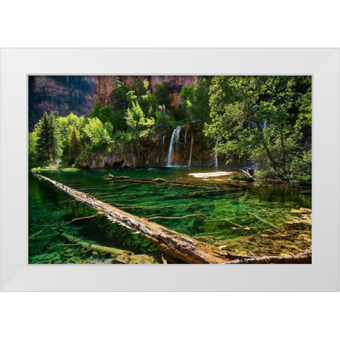Lush and beautiful hanging lake near Glenwood springs in the Colorado Rocky Mountains White Modern Wood Framed Art Print by SMO