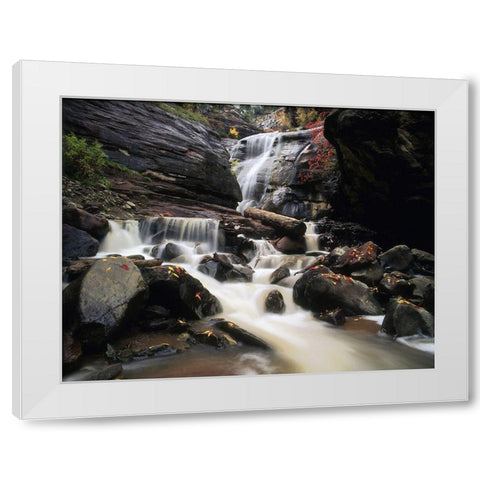 Hayes Creek Falls in Colorado Rocky Mountains near Redstone White Modern Wood Framed Art Print by SMO