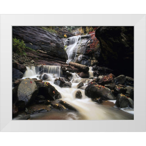 Hayes Creek Falls in Colorado Rocky Mountains near Redstone White Modern Wood Framed Art Print by SMO