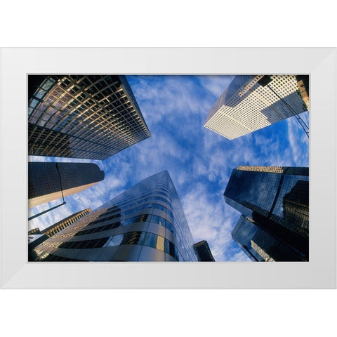 Looking up into Denver-Colorado skyline White Modern Wood Framed Art Print by SMO