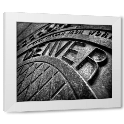 Denver-Colorado manhole cover White Modern Wood Framed Art Print by SMO