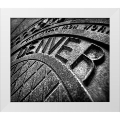 Denver-Colorado manhole cover White Modern Wood Framed Art Print by SMO