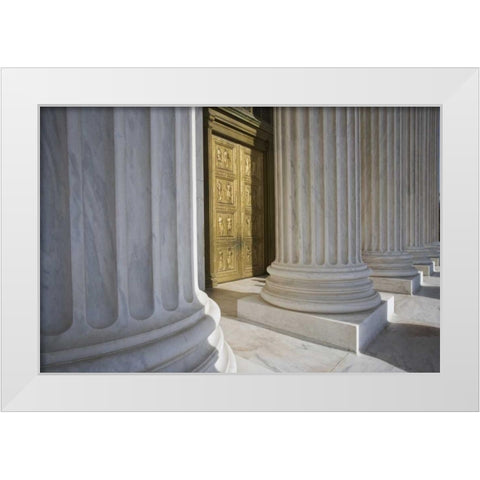 Washington DC, Supreme Court Building White Modern Wood Framed Art Print by Flaherty, Dennis