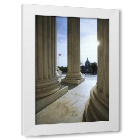 Washington DC, The Capitol Building White Modern Wood Framed Art Print by Flaherty, Dennis
