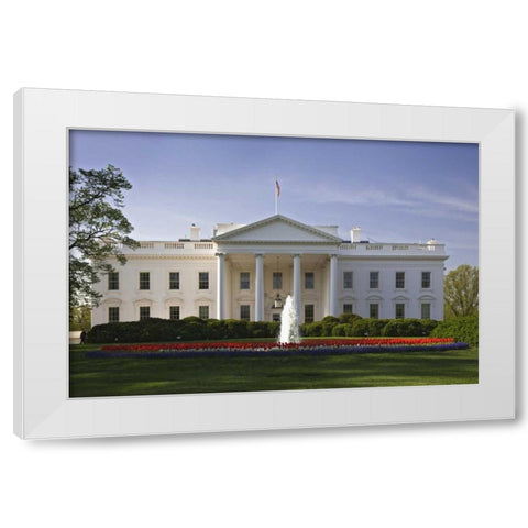 Washington DC, The White House White Modern Wood Framed Art Print by Flaherty, Dennis
