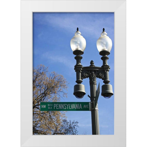 Washington, DC Historic Pennsylvania Ave Sign White Modern Wood Framed Art Print by Flaherty, Dennis