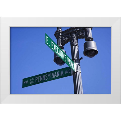 Washington, DC Historic Pennsylvania Ave Sign White Modern Wood Framed Art Print by Flaherty, Dennis