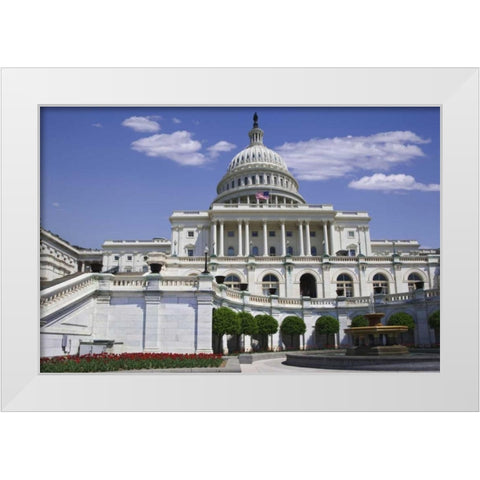 Washington, DC View of the Capitol building White Modern Wood Framed Art Print by Flaherty, Dennis