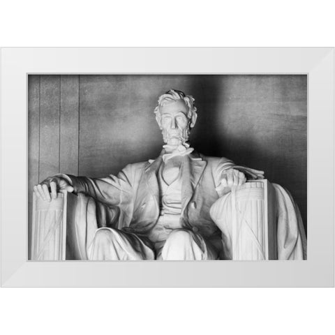 USA, Washington, DC Close-up of Lincoln Memorial White Modern Wood Framed Art Print by Flaherty, Dennis