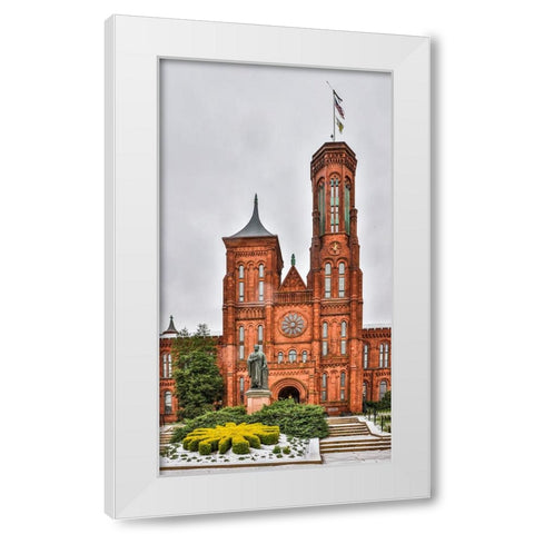 USA-District of Columbia-Smithsonian Castle on a snowy afternoon White Modern Wood Framed Art Print by Looney, Hollice
