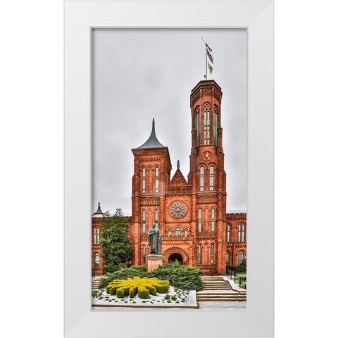USA-District of Columbia-Smithsonian Castle on a snowy afternoon White Modern Wood Framed Art Print by Looney, Hollice