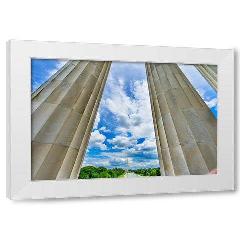 Tall white columns-Lincoln Memorial-Washington DC-Dedicated 1922 White Modern Wood Framed Art Print by Perry, William