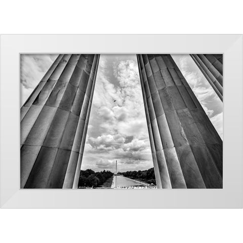 Tall white columns-Lincoln Memorial-Washington DC-Dedicated 1922 White Modern Wood Framed Art Print by Perry, William