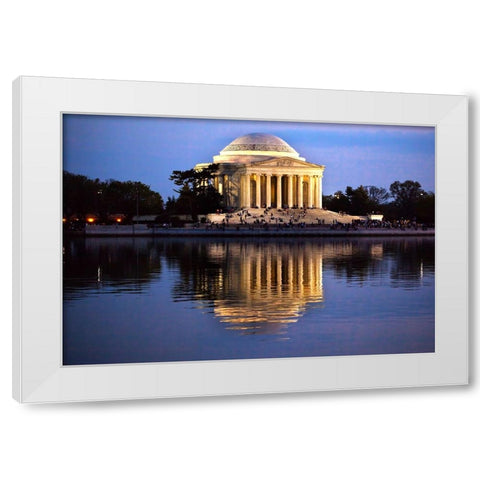 Jefferson Memorial and Tidal Basin in April White Modern Wood Framed Art Print by Perry, William