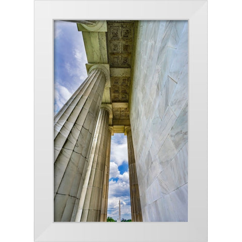 Tall white columns-Lincoln Memorial-Washington DC-Dedicated 1922 White Modern Wood Framed Art Print by Perry, William