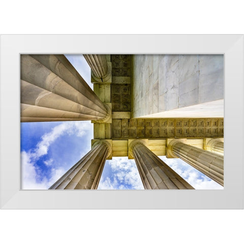 Tall white columns-Lincoln Memorial-Washington DC-Dedicated 1922 White Modern Wood Framed Art Print by Perry, William