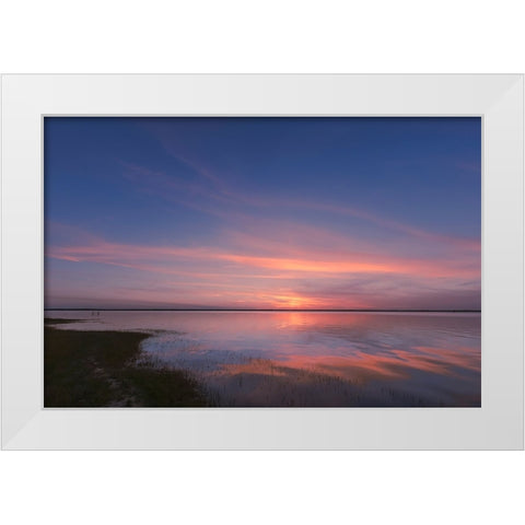 Sunset on Harney Lake at sunset-Florida White Modern Wood Framed Art Print by Jones, Adam