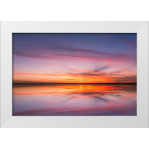 Sunset on Harney Lake at sunset-Florida White Modern Wood Framed Art Print by Jones, Adam
