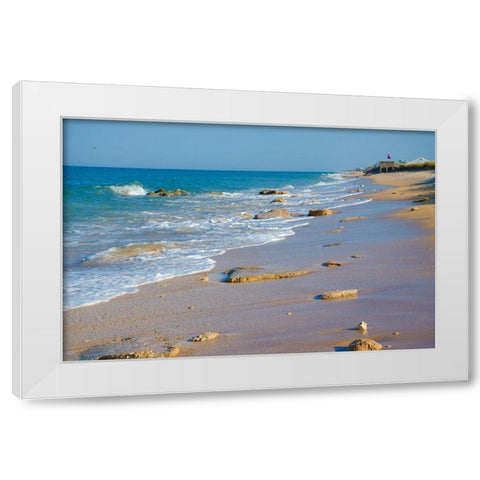 Florida-Surf on Beach White Modern Wood Framed Art Print by Miller, Anna