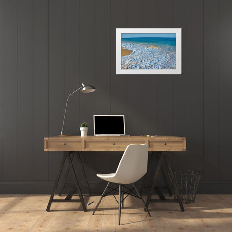 Florida-Surf on Beach White Modern Wood Framed Art Print by Miller, Anna