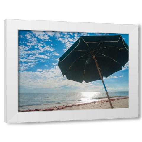 Beach Umbrella-Sanibel Island-Florida-USA White Modern Wood Framed Art Print by Miller, Anna