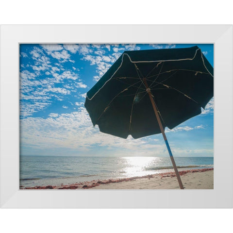 Beach Umbrella-Sanibel Island-Florida-USA White Modern Wood Framed Art Print by Miller, Anna