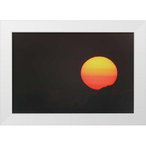 FL, Blue Cypress Lake Sunrise globe with clouds White Modern Wood Framed Art Print by Morris, Arthur