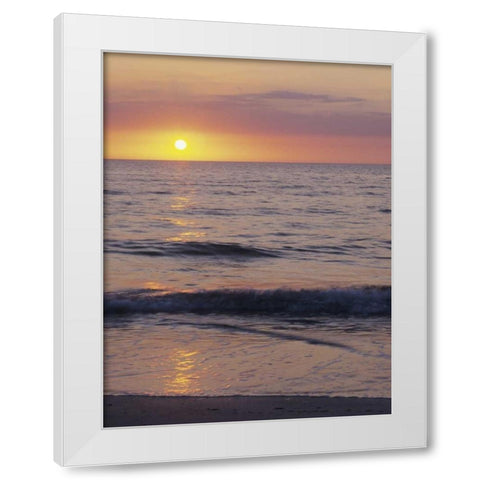 FL, St Petersburg Beach Sunset on the ocean White Modern Wood Framed Art Print by Flaherty, Dennis