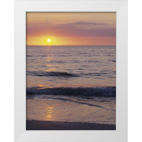 FL, St Petersburg Beach Sunset on the ocean White Modern Wood Framed Art Print by Flaherty, Dennis