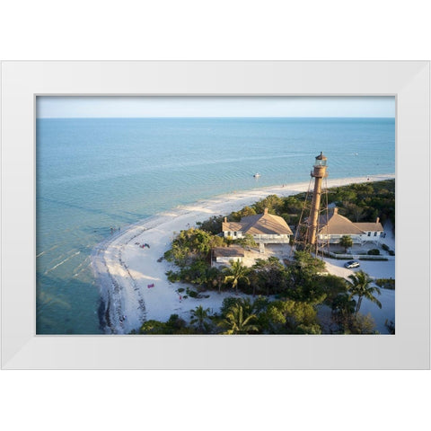 The Sanibel Island Light or Point Ybel Light was one of the first lighthouses on Floridas Gulf Coast White Modern Wood Framed Art Print by Buhl, Karl
