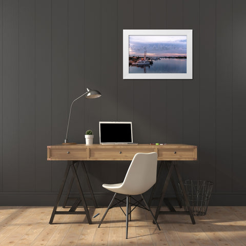 Looking out of the Key West Express shuttle over Fort Myers waterway of the Gulf of Mexico White Modern Wood Framed Art Print by Haddad, Sheila