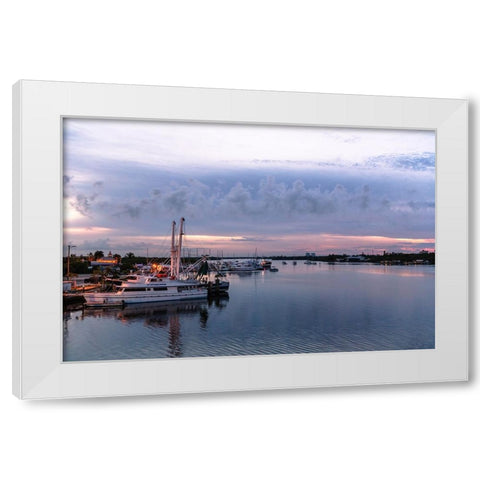 Looking out of the Key West Express shuttle over Fort Myers waterway of the Gulf of Mexico White Modern Wood Framed Art Print by Haddad, Sheila